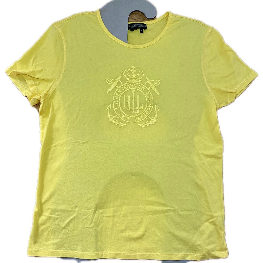 LRL Ralph Lauren Jeans Co Women's Size Small Yellow T-shirt Short Sleeve Casual